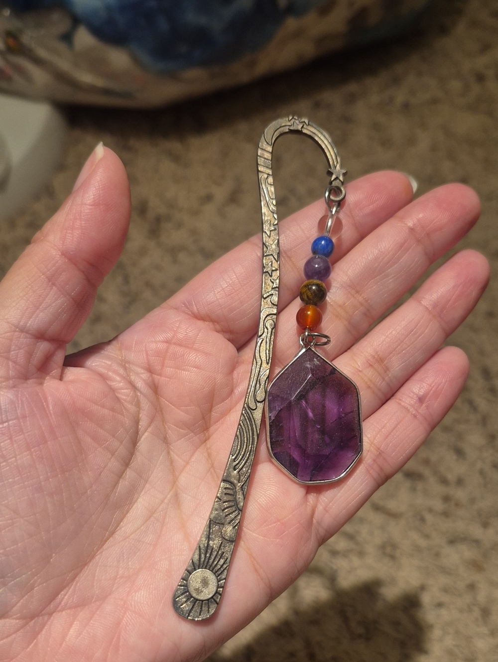 Handmade Purple Gemstone Bookmark